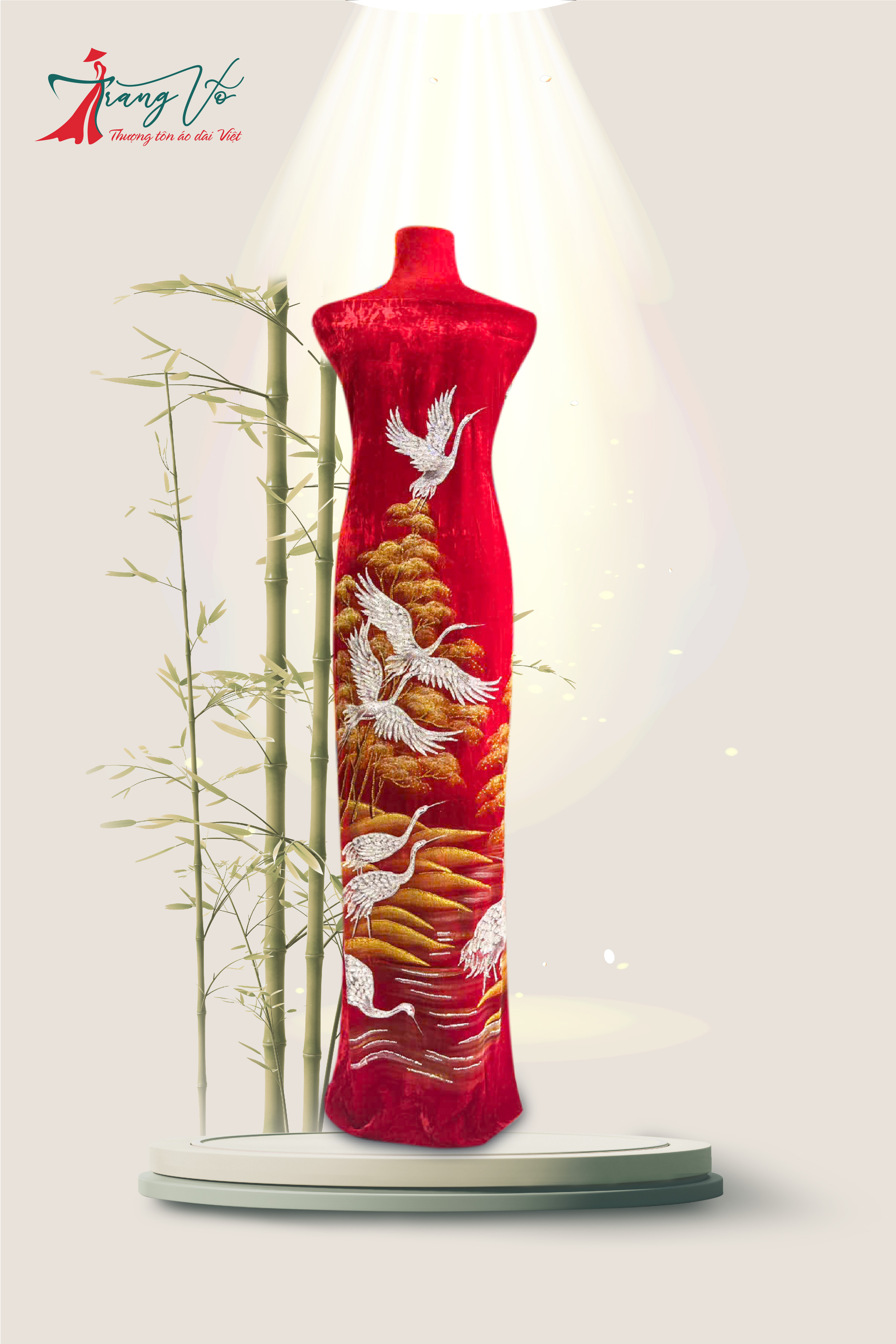 NHUNG TUYẾT VẼ CHIM HẠC ÉP ĐÁ CAO CẤP #02112405